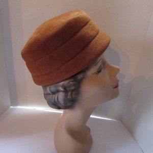 SALE Vintage Rust Tone Velour Topper Hat by Jonquil